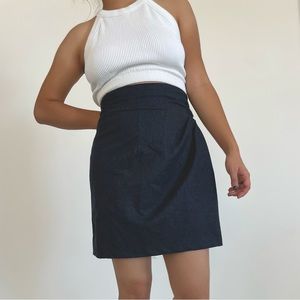 Navy Wool Mini Skirt